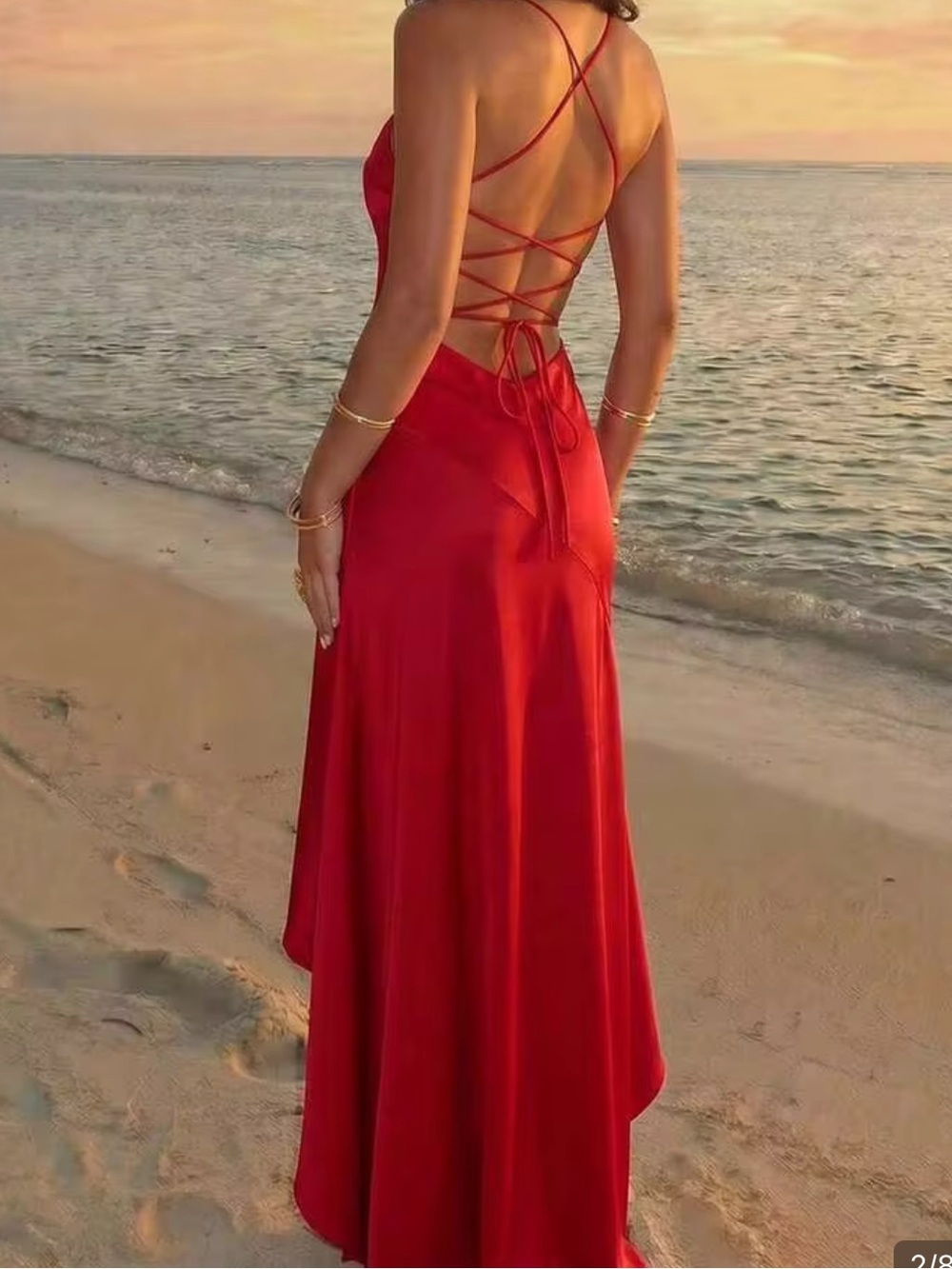 Red High-Slit Ruffle Maxi Skirt - Picture 2 of 6